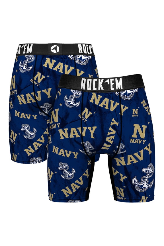 Men's Rock Em Socks Navy Navy Midshipmen All Over Logo Boxer Briefs