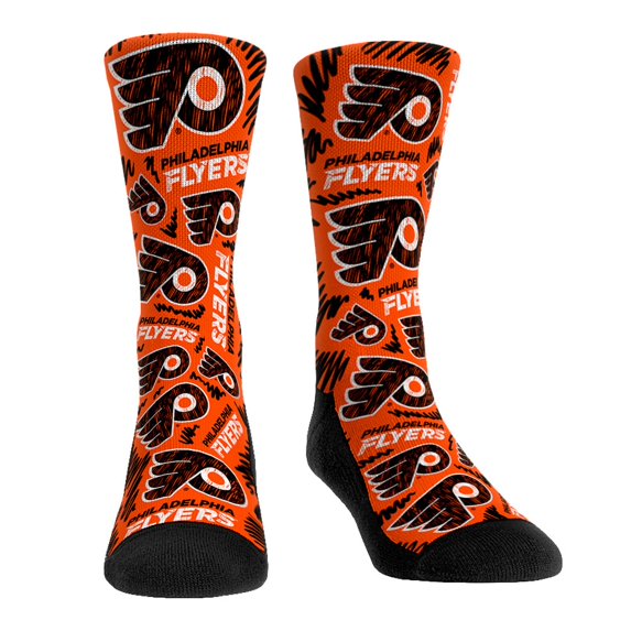 Men's Rock Em Socks Philadelphia Flyers Logo Sketch Crew Socks