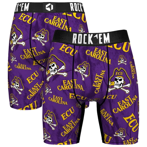 Men's Rock Em Socks Purple ECU Pirates All Over Logo Boxer Briefs