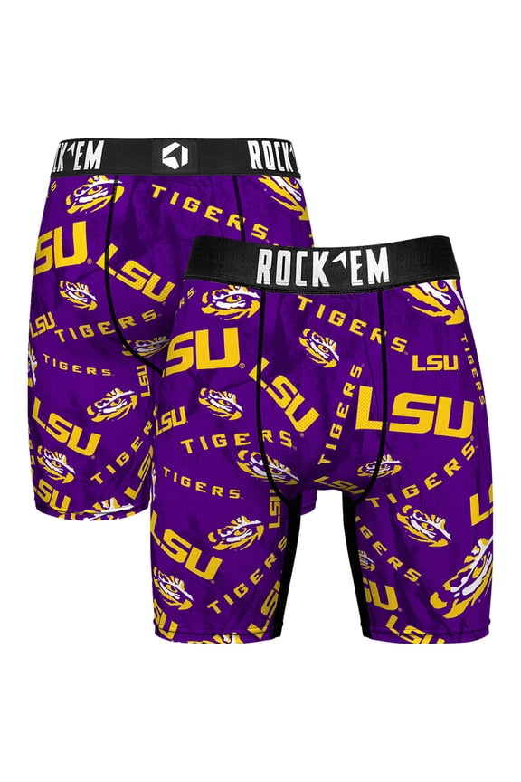 Men's Rock Em Socks Purple LSU Tigers All Over Logo Boxer Briefs