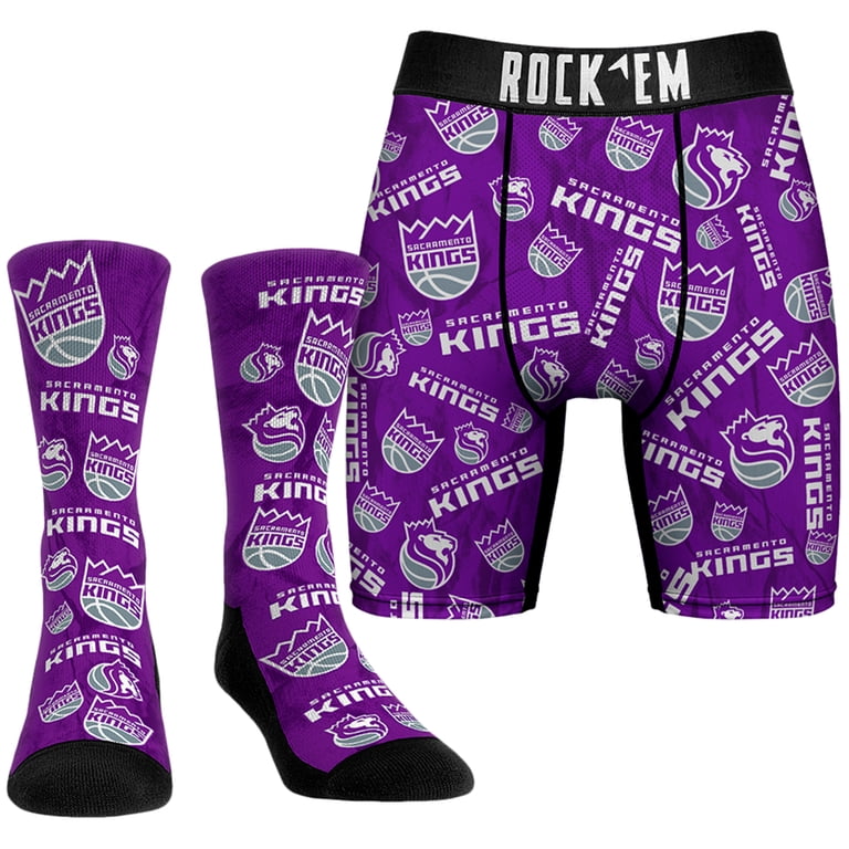 Men's Rock Em Socks Purple Sacramento Kings All-Over Logo Boxer