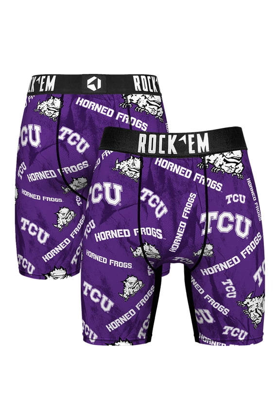 Men's Rock Em Socks Purple TCU Horned Frogs All Over Logo Boxer Briefs