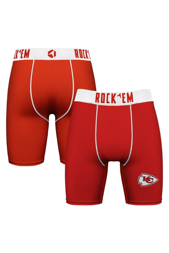 Men's Rock Em Socks Red Kansas City Chiefs Primary Logo Boxer Briefs