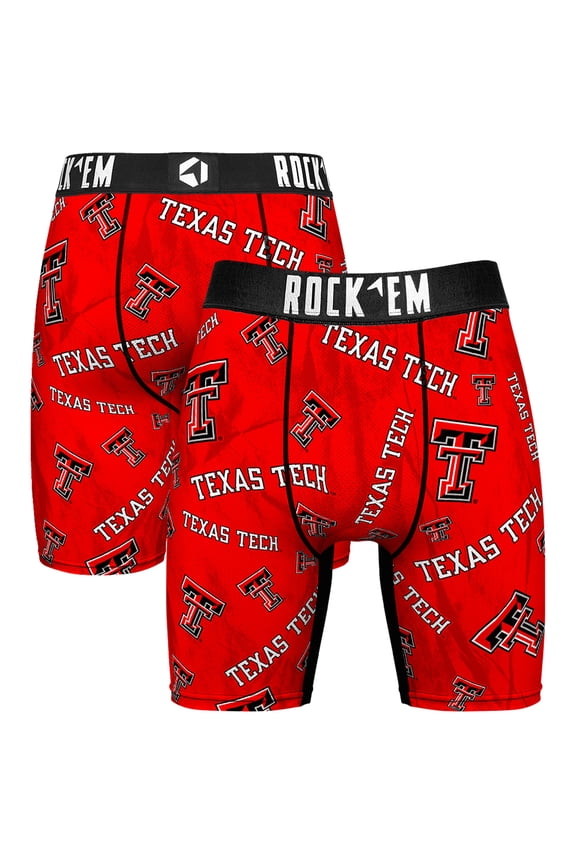 Men's Rock Em Socks Red Texas Tech Red Raiders All Over Logo Boxer Briefs