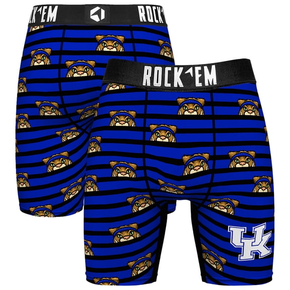 Men's Rock Em Socks Royal Kentucky Wildcats Mascot Stripes Boxer Briefs