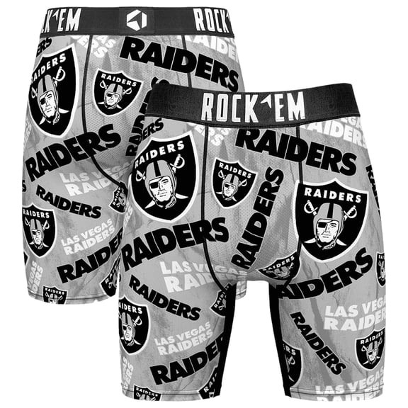 Men's Rock Em Socks Silver-Las Vegas Raiders Logo Boxer Briefs
