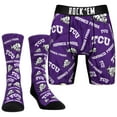 thumbnail image 1 of Men's Rock Em Socks  TCU Horned Frogs All-Over Underwear and Crew Socks Combo Pack, 1 of 3