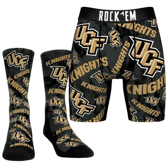 Men's Rock Em Socks UCF Knights All-Over Underwear and Crew Socks Combo Pack