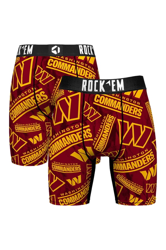 Men's Rock Em Socks Washington Commanders Logo Boxer Briefs