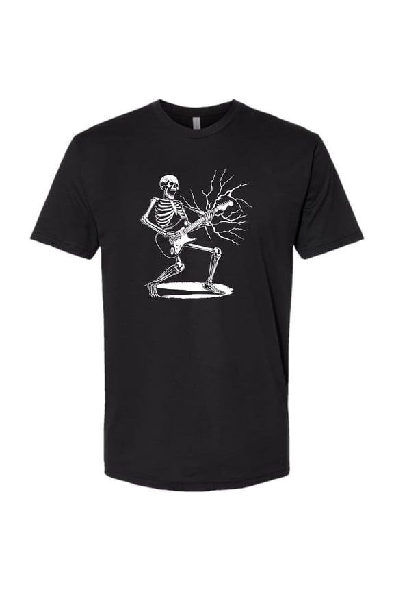 Men's Rocker Skeleton Electric Guitar Lightning Graphic T-Shirt