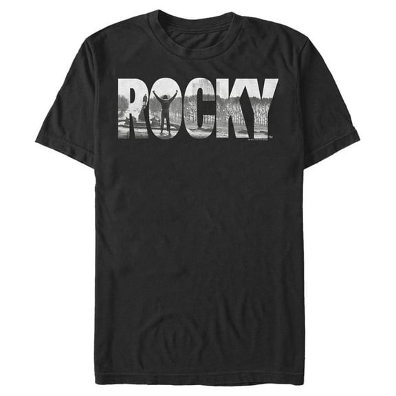 Men's Rocky Rocky Photo Text  Graphic Tee Black Medium