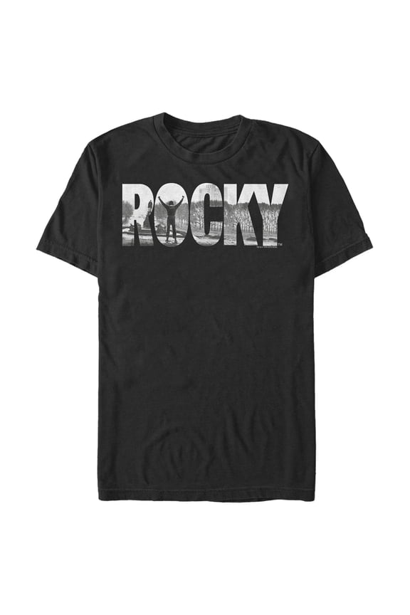 Men's Rocky Rocky Photo Text  Graphic Tee Black Medium