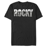 Mens Rocky Rocky Photo Text Graphic Tee Black Small