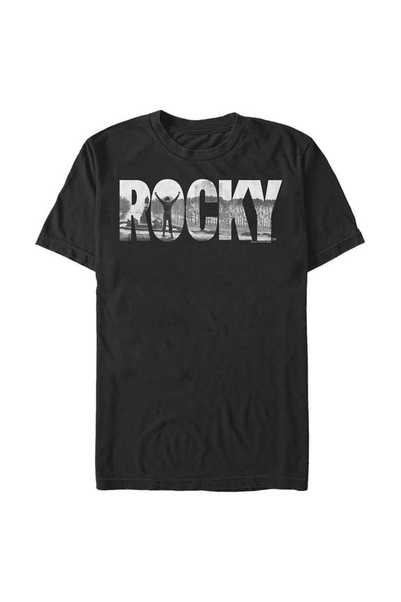 Men's Rocky Rocky Photo Text Graphic Tee Black X Large