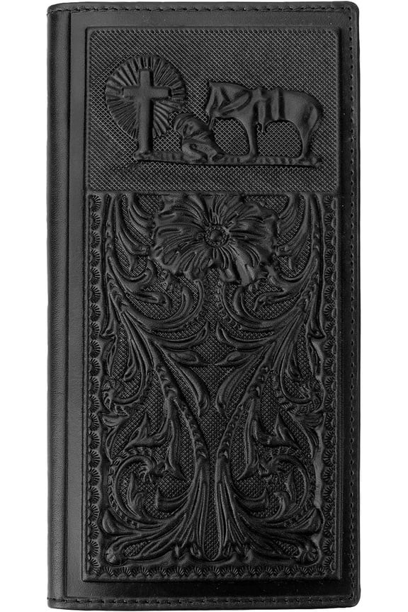 Men's Rodeo Wallet Western RFID-Blocking Leather Wallet Bifold Long Cowboy Long Wallets