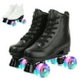 thumbnail image 1 of Men's Roller Skates PU Leather High-top Roller Skates Four-Wheel Roller Skates Shiny Roller Skates for Unisex Kids and Adults,Black,8.5, 1 of 9
