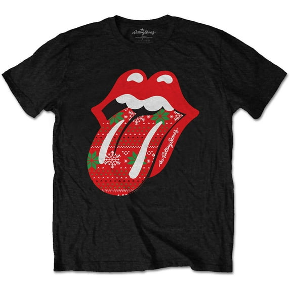 Men's Rolling Stones Christmas Tongue Slim Fit T-shirt X-Large Black