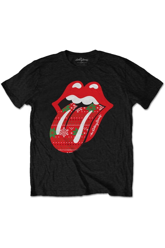 Men's Rolling Stones Christmas Tongue Slim Fit T-shirt X-Large Black