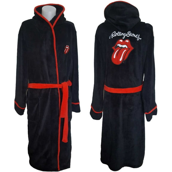 Men's Rolling Stones Classic Tongue Bath Robe Large/X-Large Black