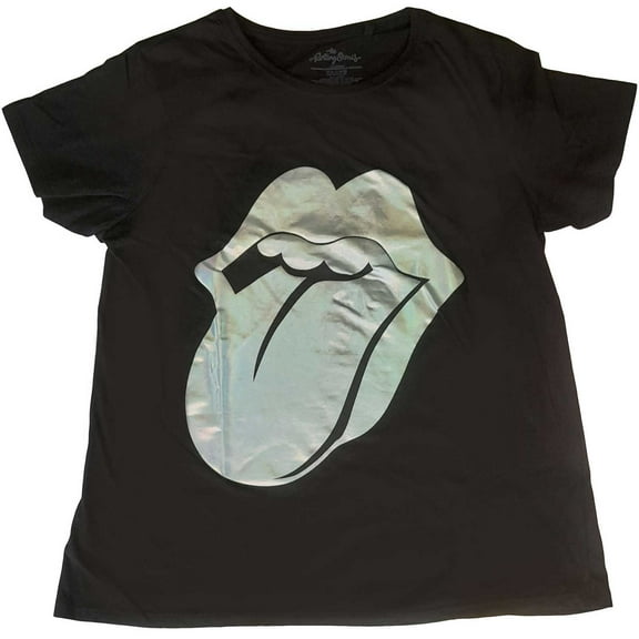 Men's Rolling Stones Foil Tongue with Foiled Application Slim Fit T-shirt Small Black
