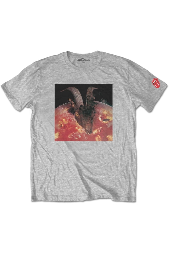 Men's Rolling Stones Goats Head Soup (Sleeve Print) Slim Fit T-shirt Medium Grey
