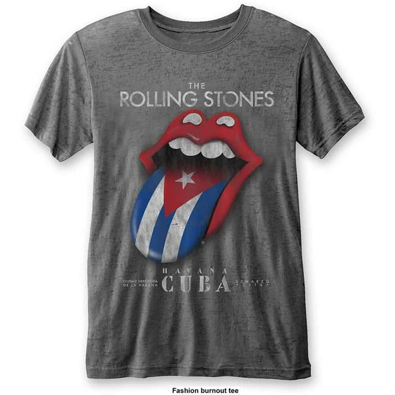 Men's Rolling Stones Havana Cuba On Burnout Tee Vintage T-shirt XX-Large Grey