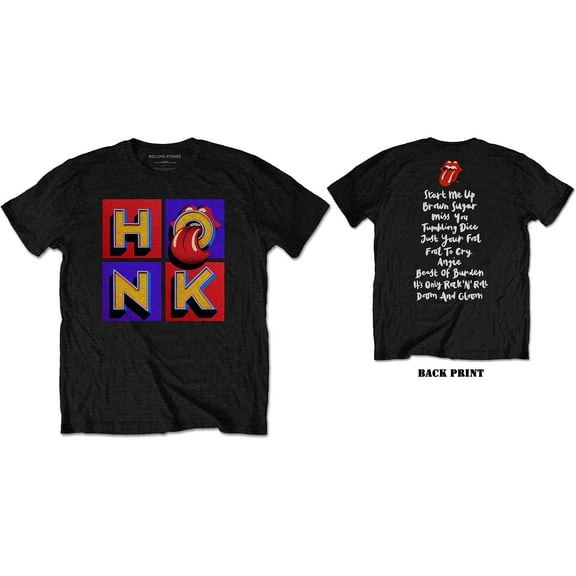 Men's Rolling Stones Honk Album Tracklist (Back Print) Slim Fit T-shirt Small Black