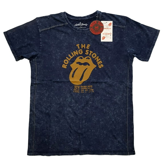 Men's Rolling Stones NYC '75 Snow Wash Tee Vintage T-shirt Medium Navy