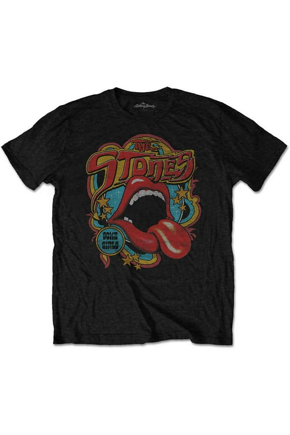 Men's Rolling Stones Retro 70's Vibe Vintage T-shirt Medium Black