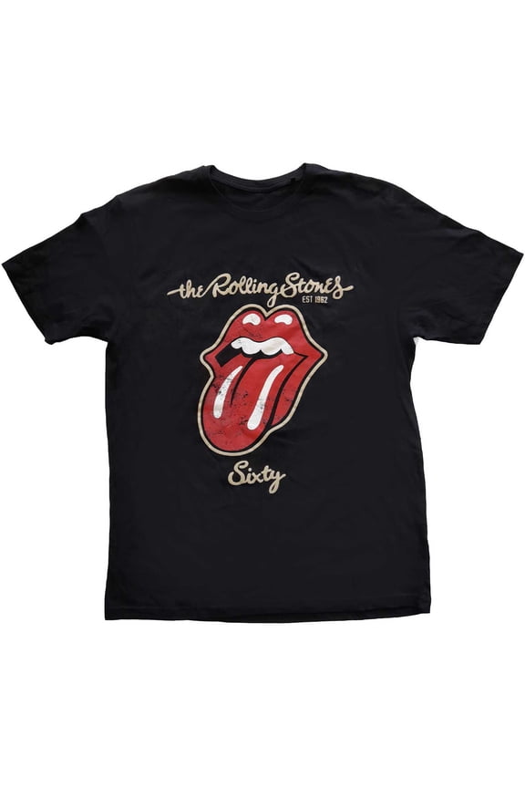 Men's Rolling Stones Sixty Plastered Tongue T-shirt X-Large Black