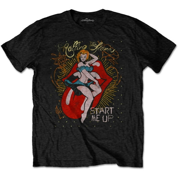 Men's Rolling Stones Start me up Slim Fit T-shirt Large Black