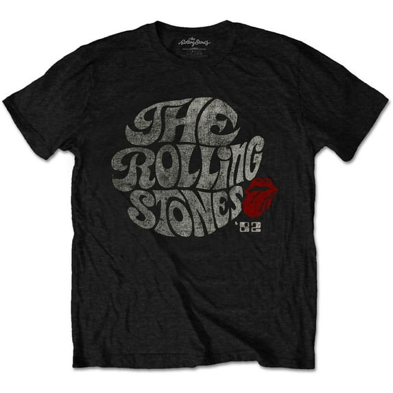 Men's Rolling Stones Swirl Logo '82 Eco-Tee Vintage T-shirt Small Black