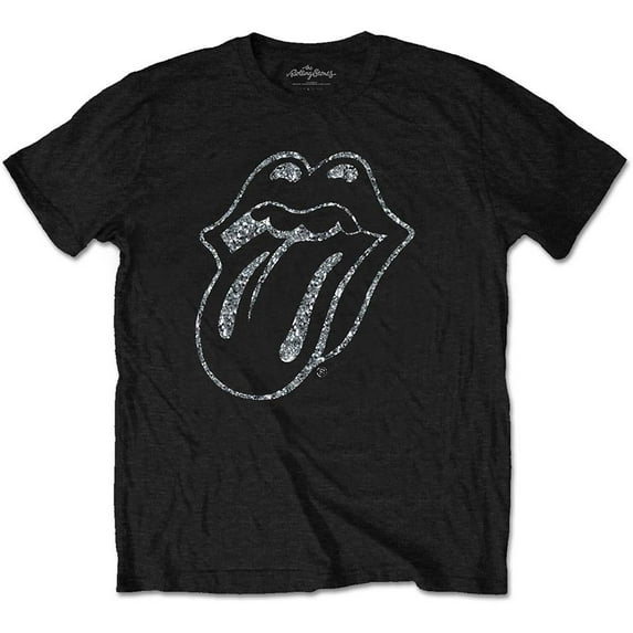 Men's Rolling Stones Tongue (Diamante) Slim Fit T-shirt XX-Large Black