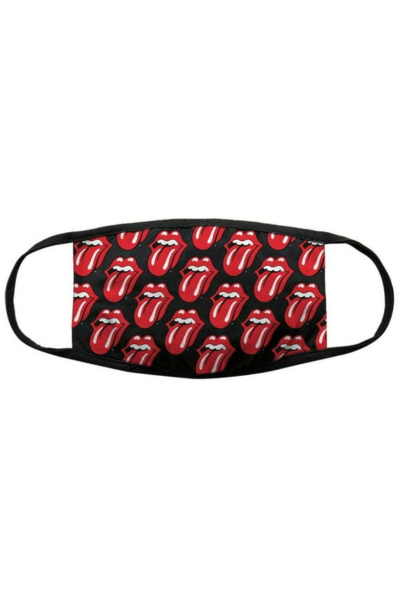 Men's Rolling Stones Tongue Repeat Face Mask Black
