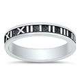 thumbnail image 1 of Men's Roman Numeral Clock Band Ring .925 Sterling Silver Jewelry Female Male Unisex Size 7, 1 of 4