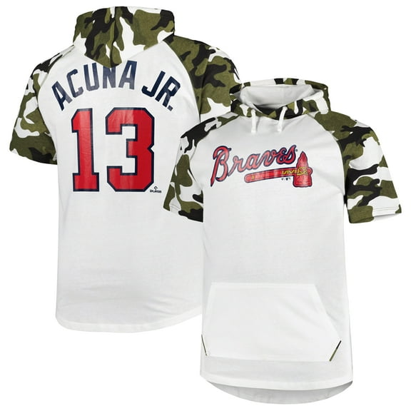 Men's Ronald Acuna Jr. White/Camo Atlanta Braves Player Big & Tall Raglan Hoodie T-Shirt