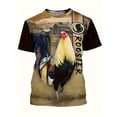 thumbnail image 1 of Men's Rooster Theme Print T-Shirt| Big Size 3D Letter Design| Machine Washable Polyester| Summer Outdoor Outfit, PLUS SIZE, 1 of 6