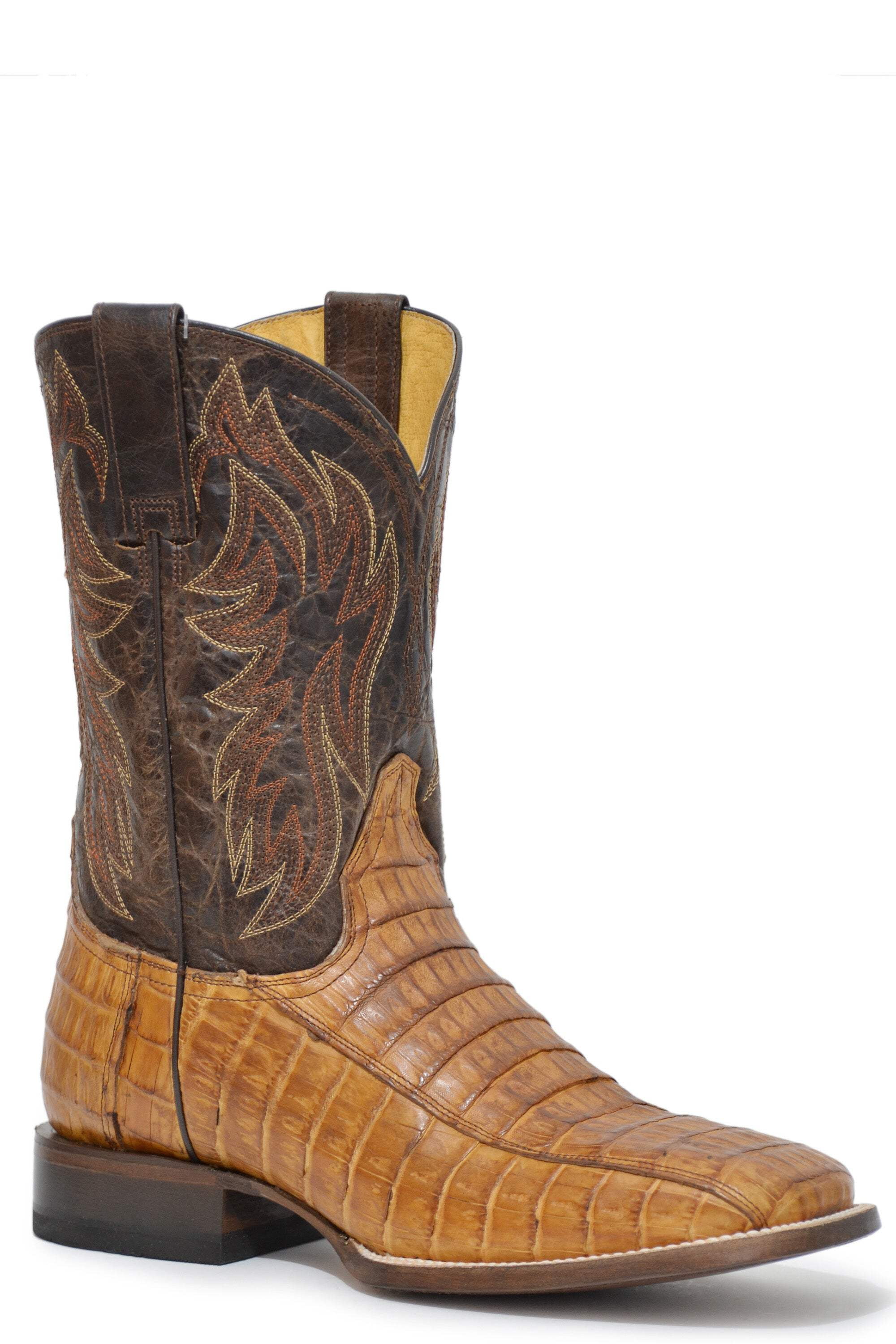 Men's Roper Cody Caiman Belly Tail Boots Handcrafted Tan - Walmart ...