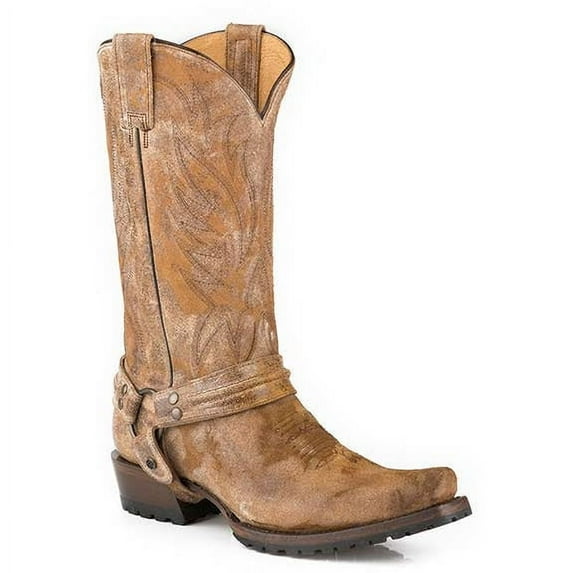 Men's Roper Desert Sand Lug Leather Biker Boots Handcrafted Brown