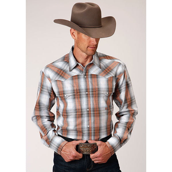 Men's Roper Dusk Ombre Snap Front Western Shirt - Gray - Walmart.com