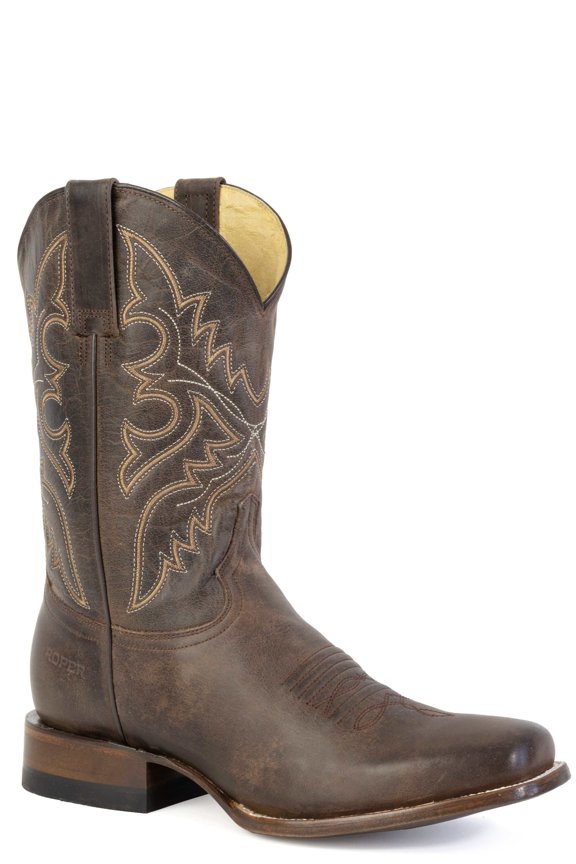 Men's Roper Dylan Leather Boots Handcrafted Brown