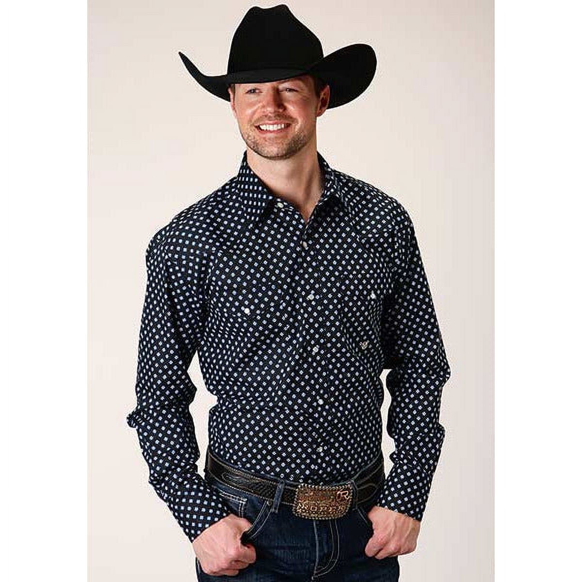 Men's Roper New Star Foulard Snap Front Western Shirt - Black - Walmart.com