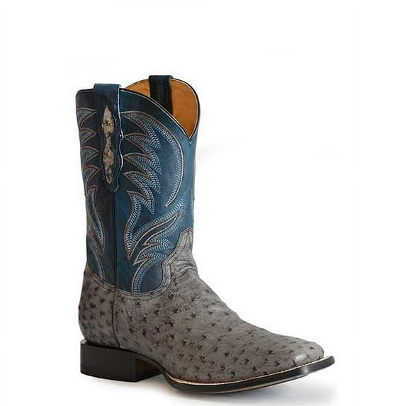Men's Roper Oliver Full Quill Ostrich Boots Handcrafted Gray