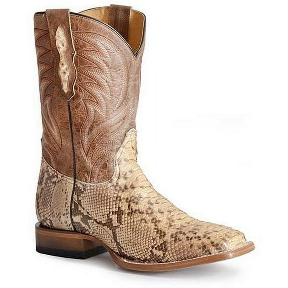 Men's Roper Peyton Python Hybrid Sole Boots Handcrafted Tan