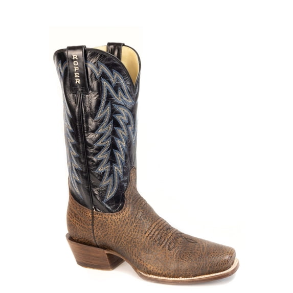 Men's Roper Rawhide Bison Leather Boots Handcrafted Brown