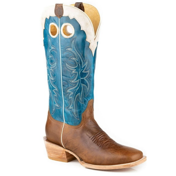 Men's Roper Ride 'Em Cowboy Leather Boots Handcrafted Brown