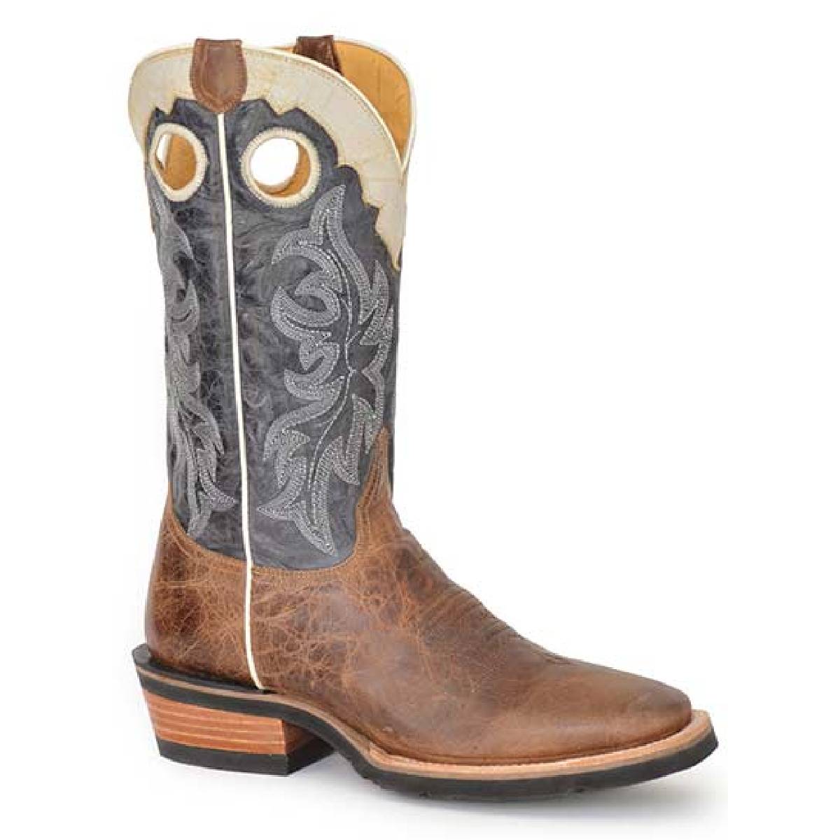 Randy Roper Rides Men's Roper Ride 'Em Cowboy Leather GEO Sole Boots Handcrafted Tan ...