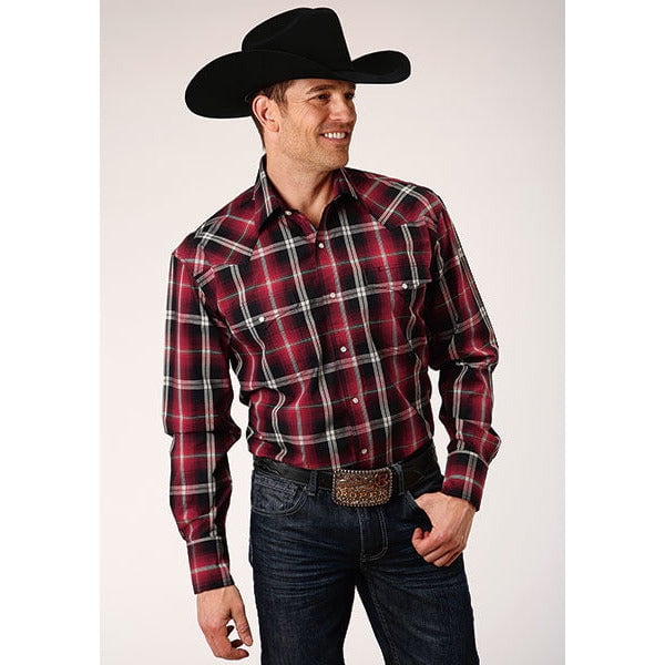 Red plaid shop western shirt
