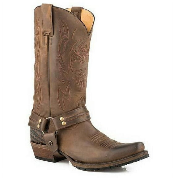 Men’s Roper Skull Boots Handcrafted Brown