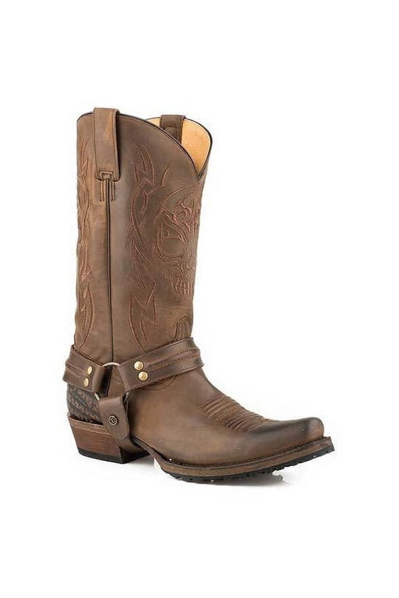 Men’s Roper Skull Boots Handcrafted Brown